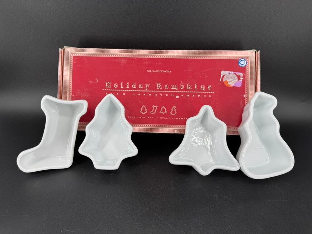 Vintage Williams Sonoma Holiday Ramekins Set 4 Christmas 2004 Original Box